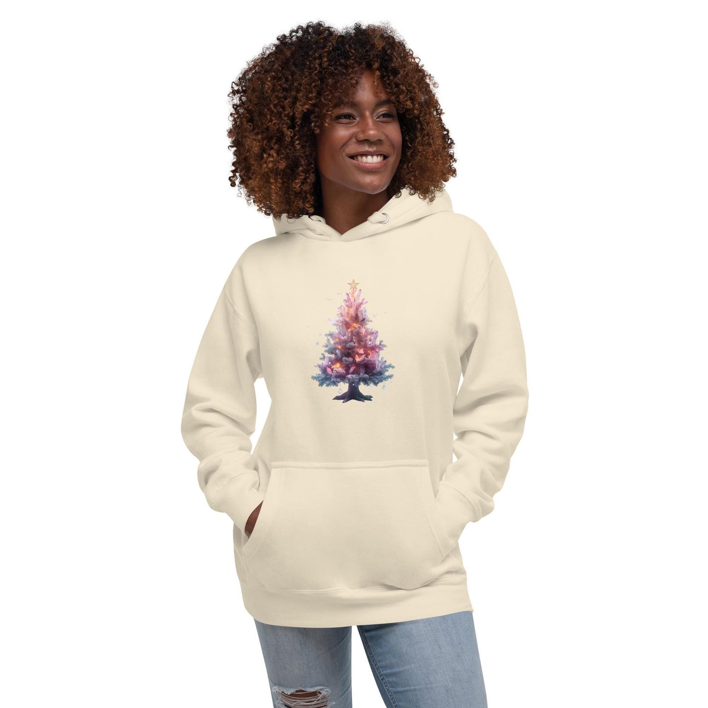 Watercolor Christmas Tree Hoodie | Fantasy Holiday | Unisex Cozy Sweatshirt