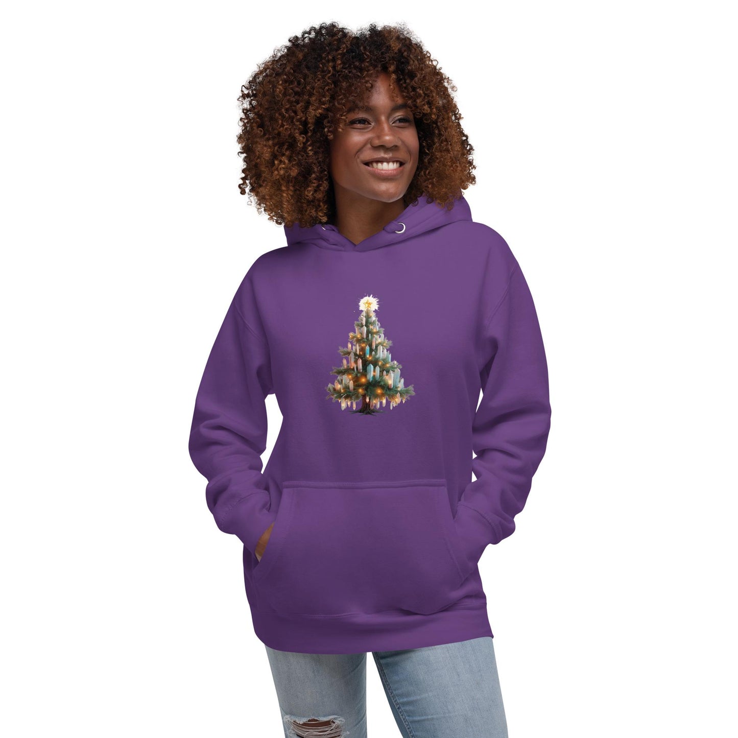 Crystal Christmas Tree Hoodie | Fantasy Holiday | Unisex Cozy Winter Sweatshirt