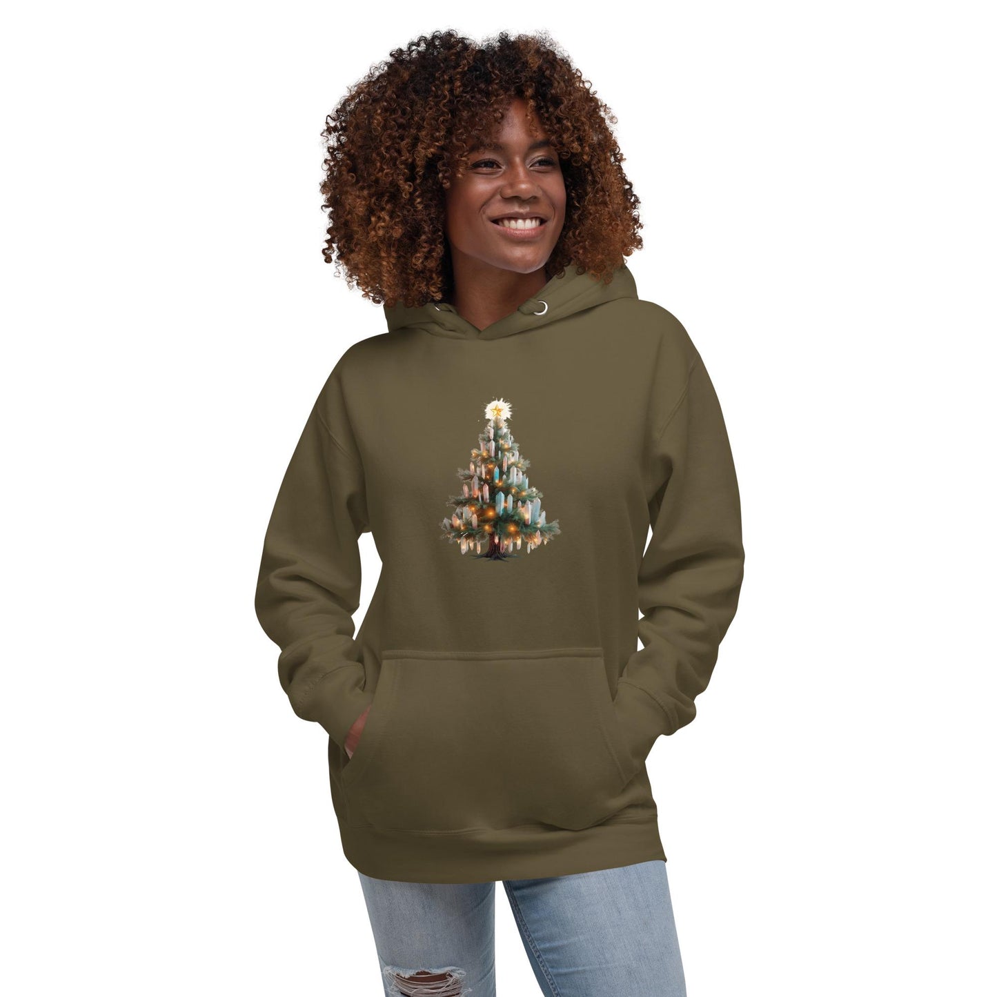 Crystal Christmas Tree Hoodie | Fantasy Holiday | Unisex Cozy Winter Sweatshirt