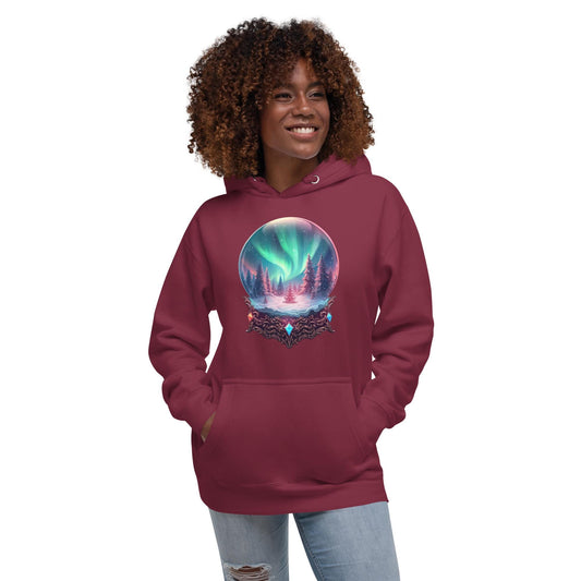 Aurora Winter Forest Hoodie | Fantasy Christmas Northern Lights | Unisex Cozy Sweatshirt