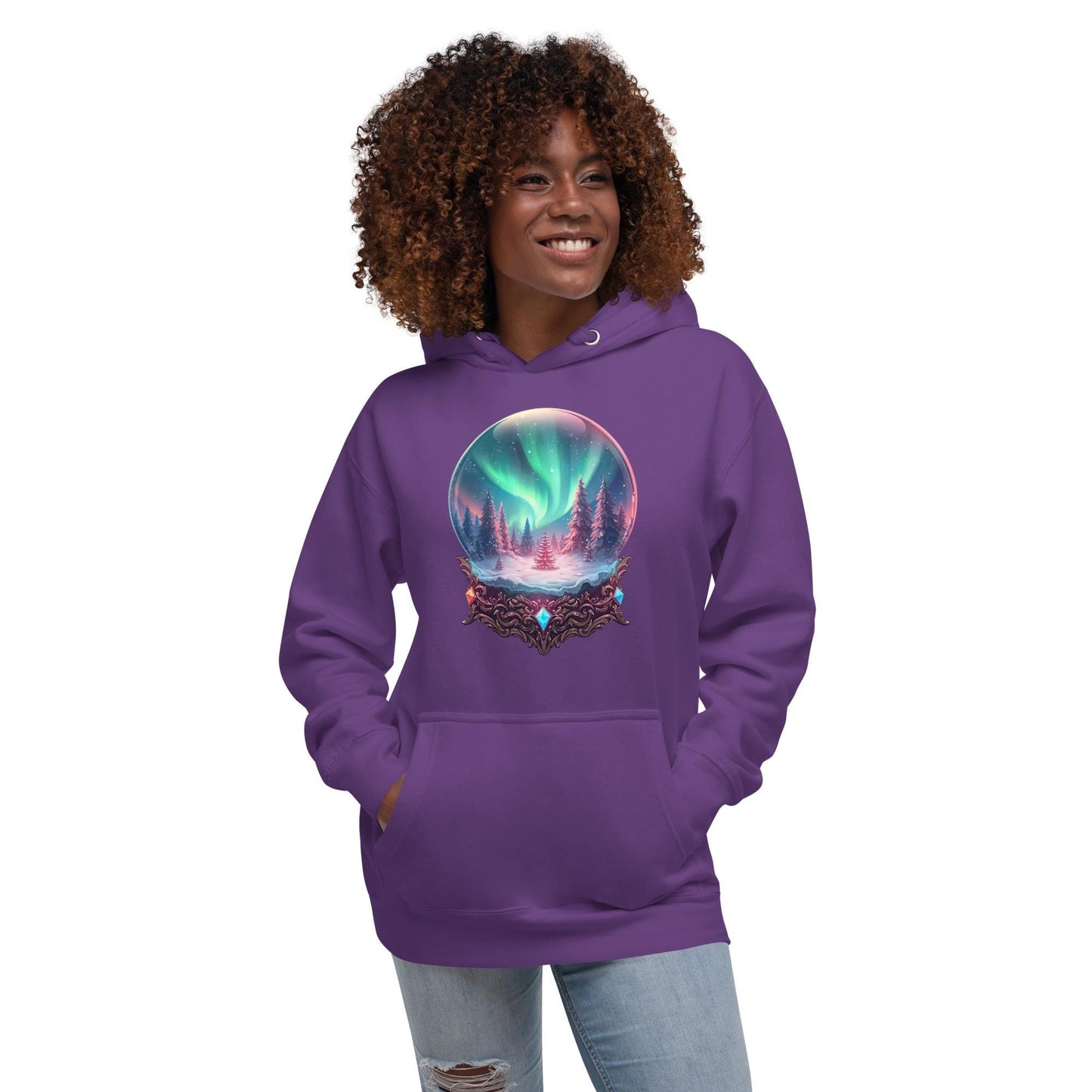 Aurora Winter Forest Hoodie | Fantasy Christmas Northern Lights | Unisex Cozy Sweatshirt