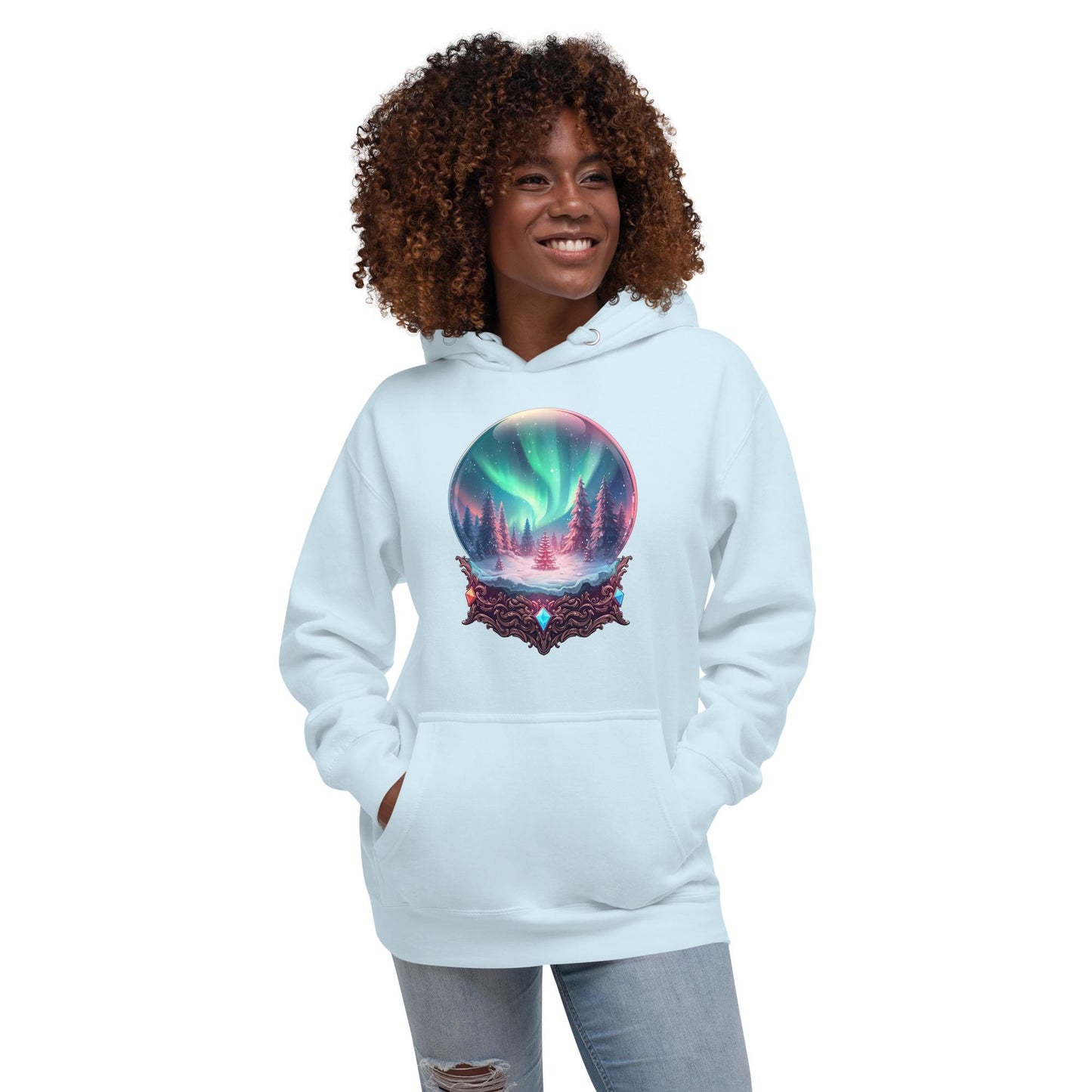 Aurora Winter Forest Hoodie | Fantasy Christmas Northern Lights | Unisex Cozy Sweatshirt