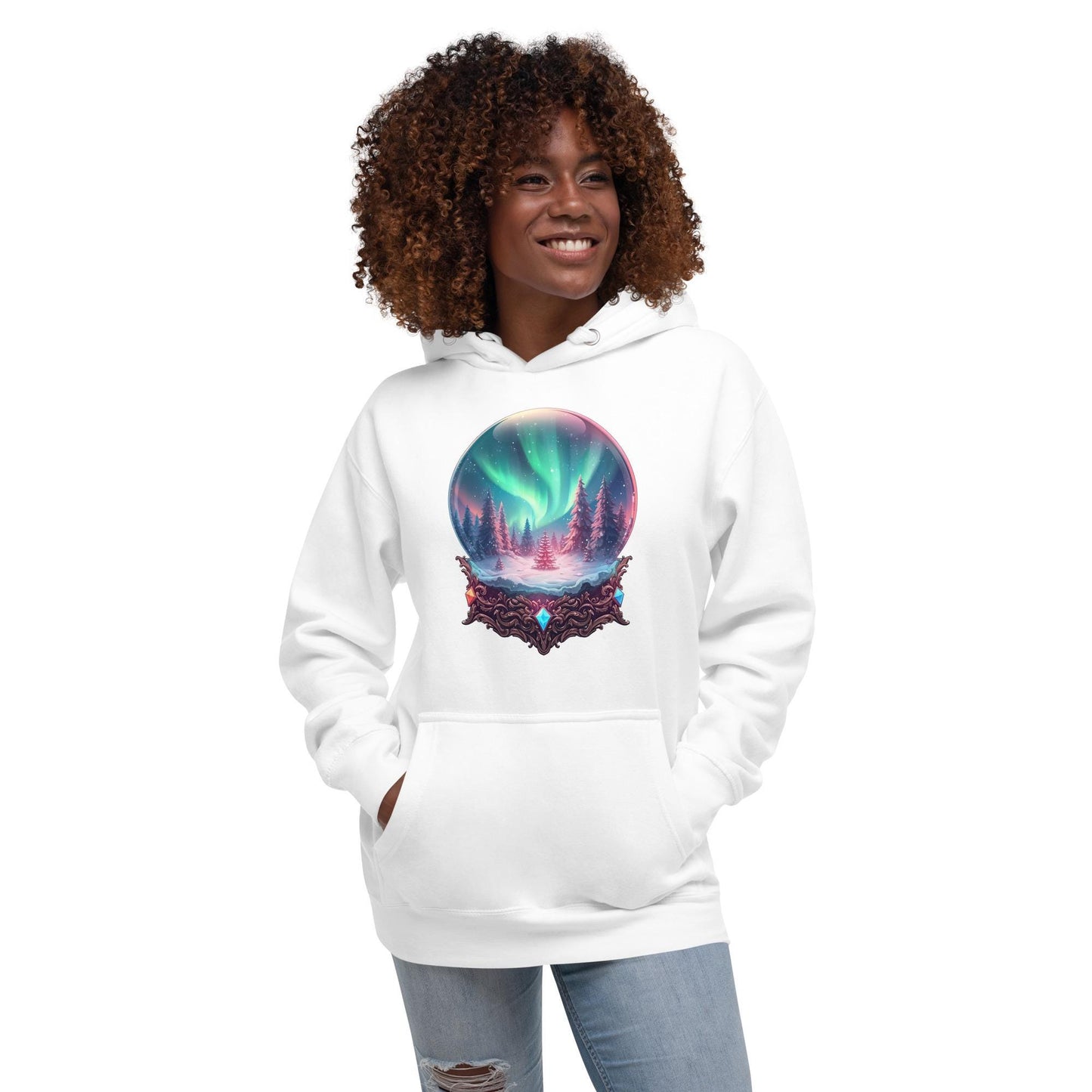 Aurora Winter Forest Hoodie | Fantasy Christmas Northern Lights | Unisex Cozy Sweatshirt