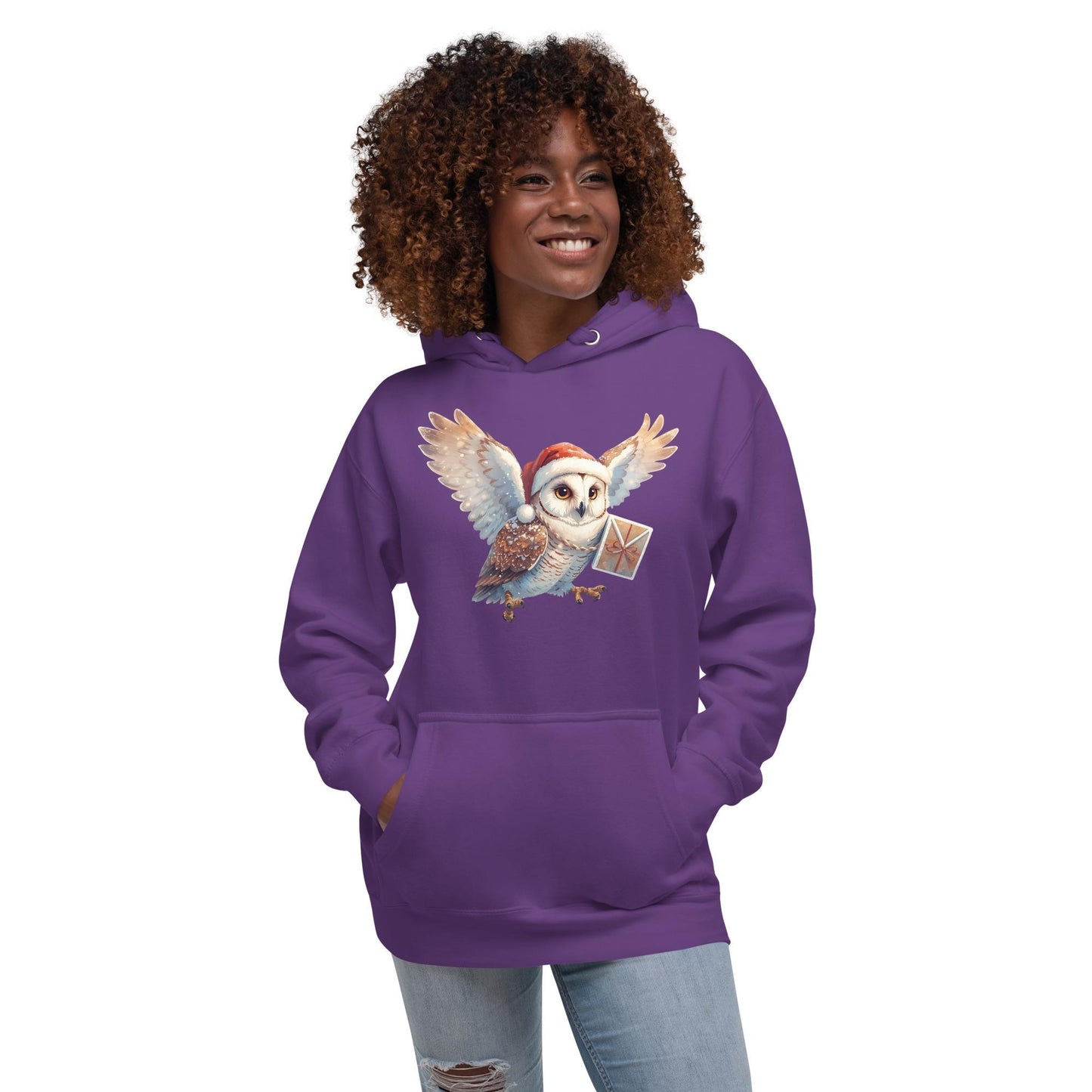 Holiday Owl Post Hoodie | Fantasy Christmas Barn Owl | Unisex Cozy Sweatshirt