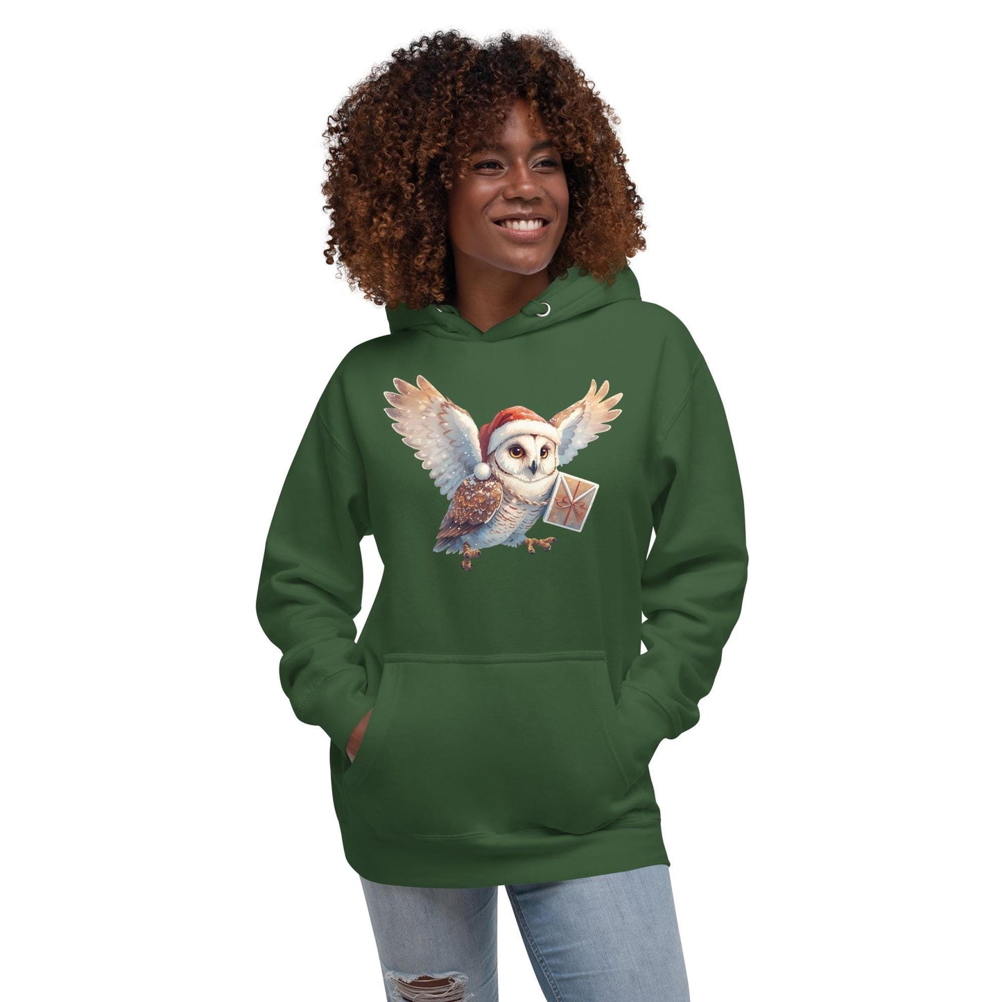Holiday Owl Post Hoodie | Fantasy Christmas Barn Owl | Unisex Cozy Sweatshirt