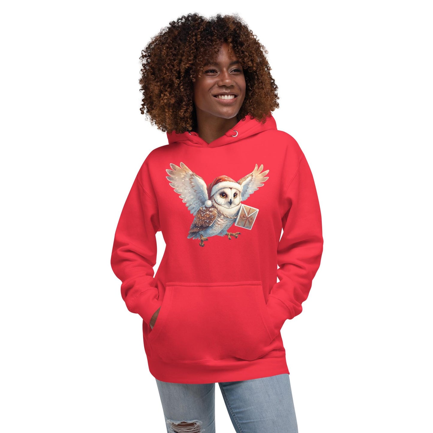 Holiday Owl Post Hoodie | Fantasy Christmas Barn Owl | Unisex Cozy Sweatshirt