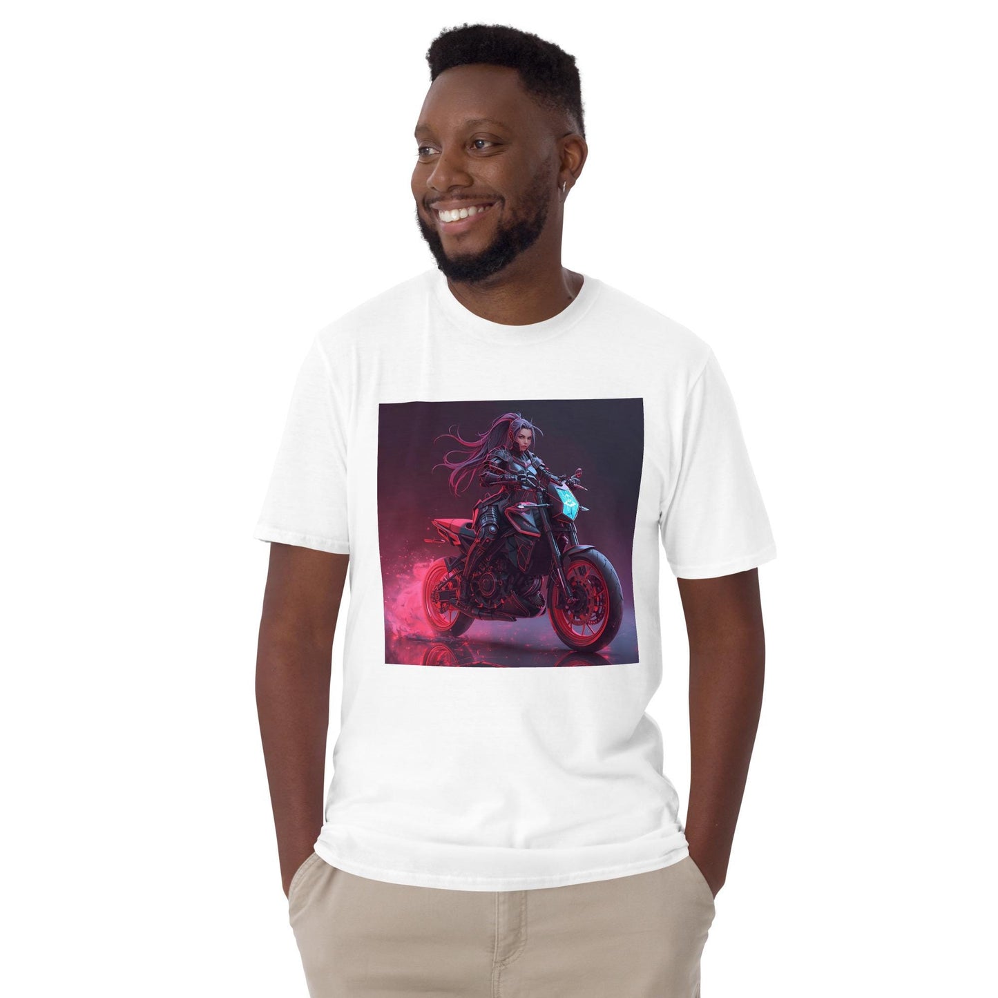 Neon Sorceress Rider T-Shirt | Fantasy Moto Graphic Tee | Unisex Streetwear | Black or White