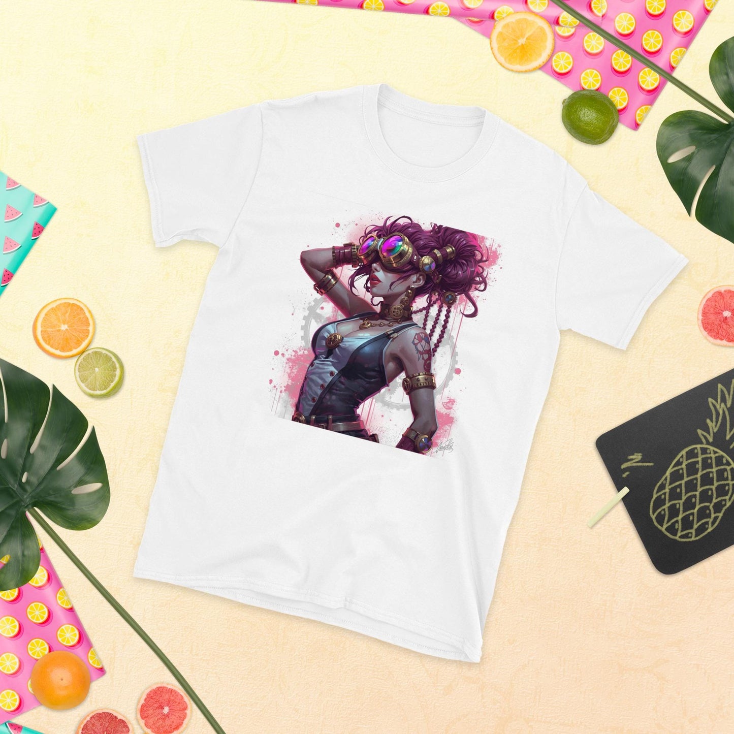 Steampunk Fairy T Shirt | Neon Goggles | Cyber Punk Fairy Art Tee | Unique Gift For Her