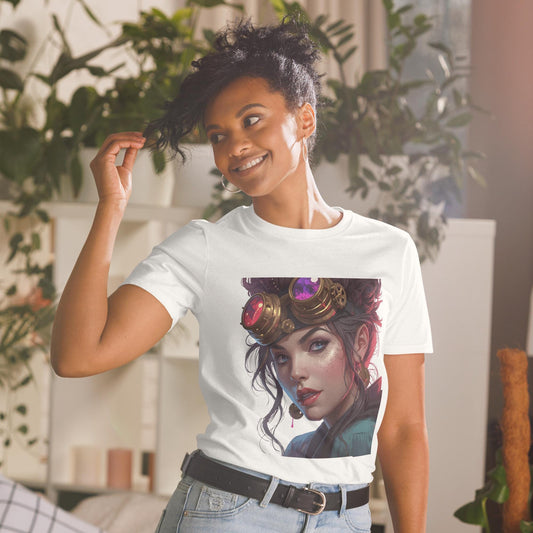 Steampunk Fairy T Shirt | Neon Goggles Portrait | Vintage Sci Fi Art Tee | Unique Gift