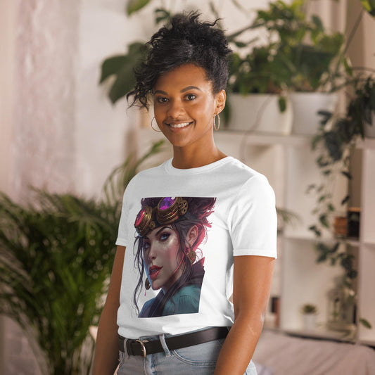 Steampunk Fairy T Shirt | Neon Goggles Portrait | Vintage Sci Fi Art Tee | Unique Gift