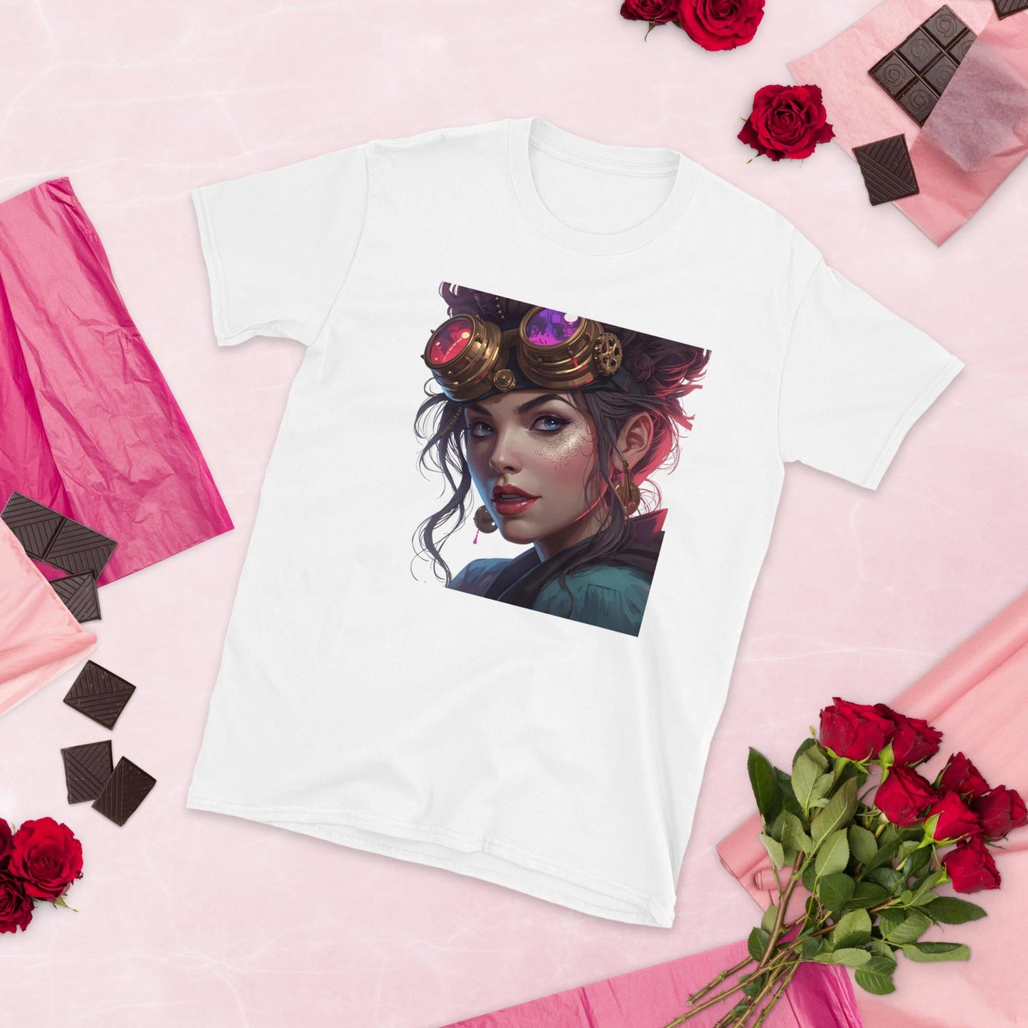 Steampunk Fairy T Shirt | Neon Goggles Portrait | Vintage Sci Fi Art Tee | Unique Gift