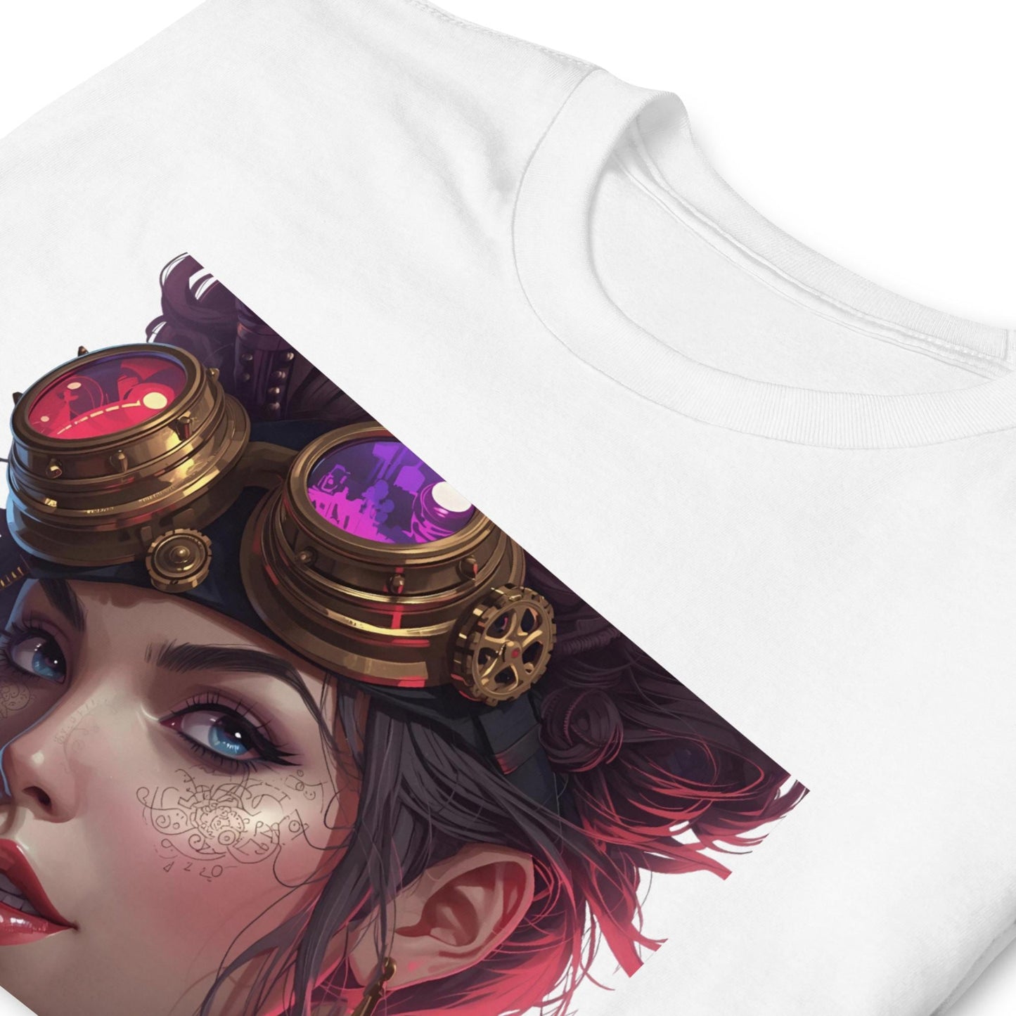 Steampunk Fairy T Shirt | Neon Goggles Portrait | Vintage Sci Fi Art Tee | Unique Gift