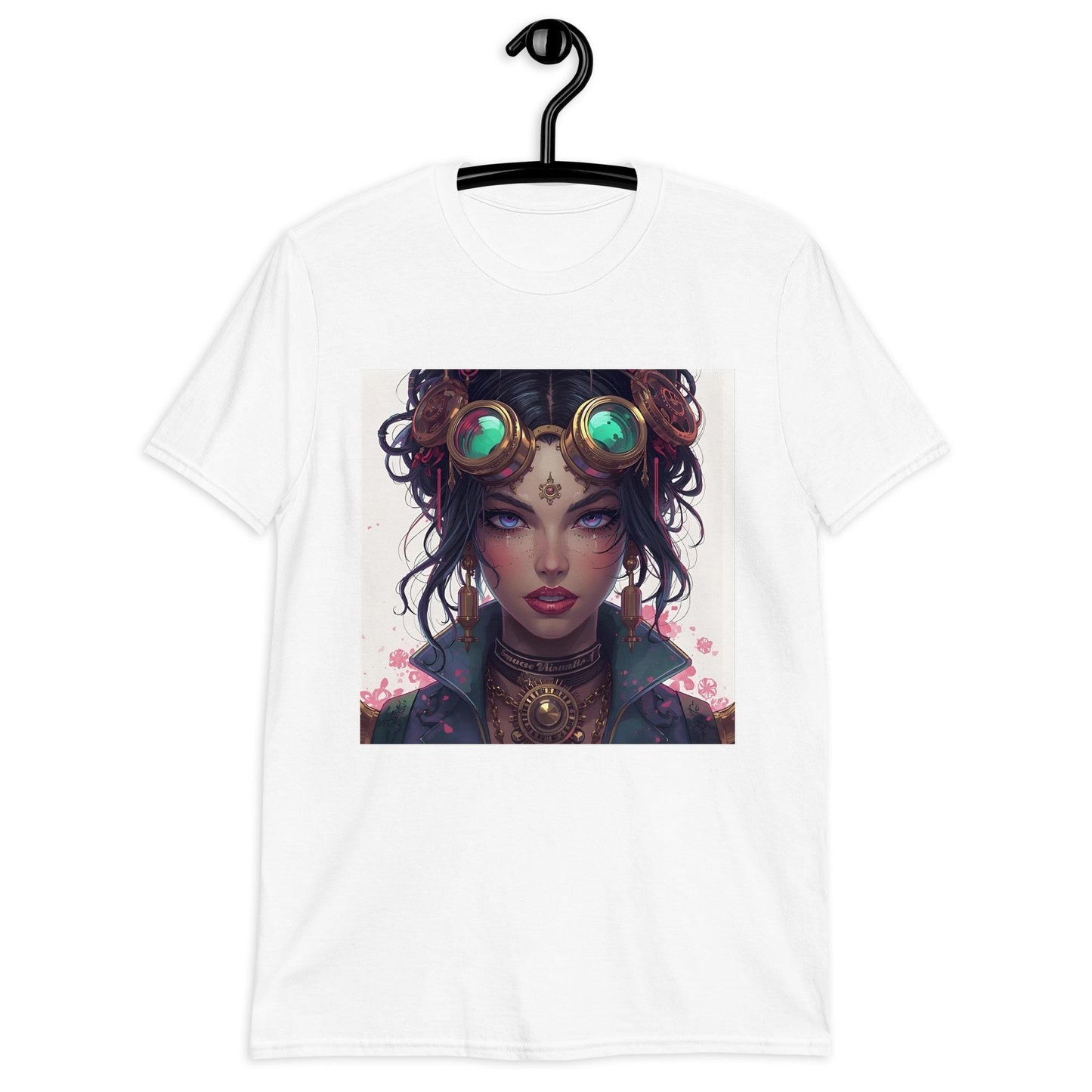 Steampunk Fairy Graphic T Shirt | Emerald Goggles Portrait | Vintage Sci Fi Art Tee | Unique Gift