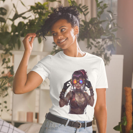 Steampunk Fairy Neon Goggles T Shirt | Cyberpunk Gear Corset Graphic Tee | Fantasy Streetwear Top