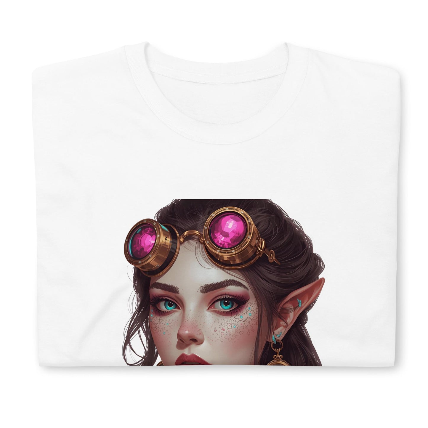 Steampunk Elf Fairy T Shirt | Pink Goggles Portrait | Vintage Fantasy Graphic Tee | Unique Gift