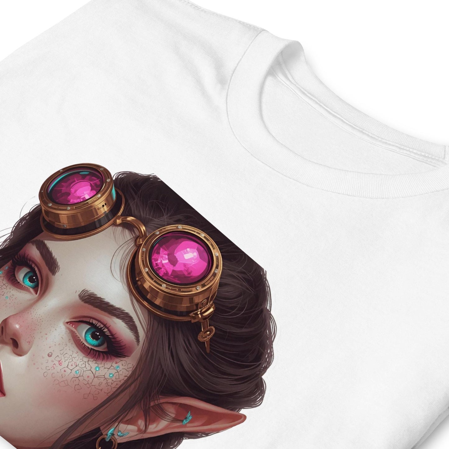 Steampunk Elf Fairy T Shirt | Pink Goggles Portrait | Vintage Fantasy Graphic Tee | Unique Gift