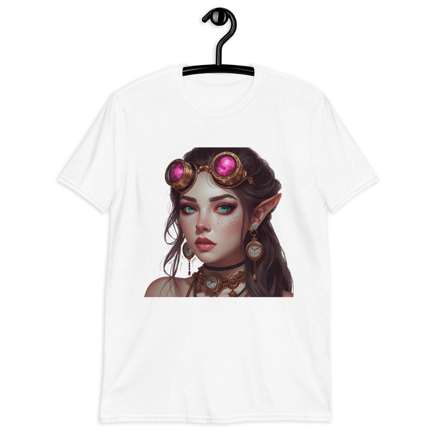 Steampunk Elf Fairy T Shirt | Pink Goggles Portrait | Vintage Fantasy Graphic Tee | Unique Gift