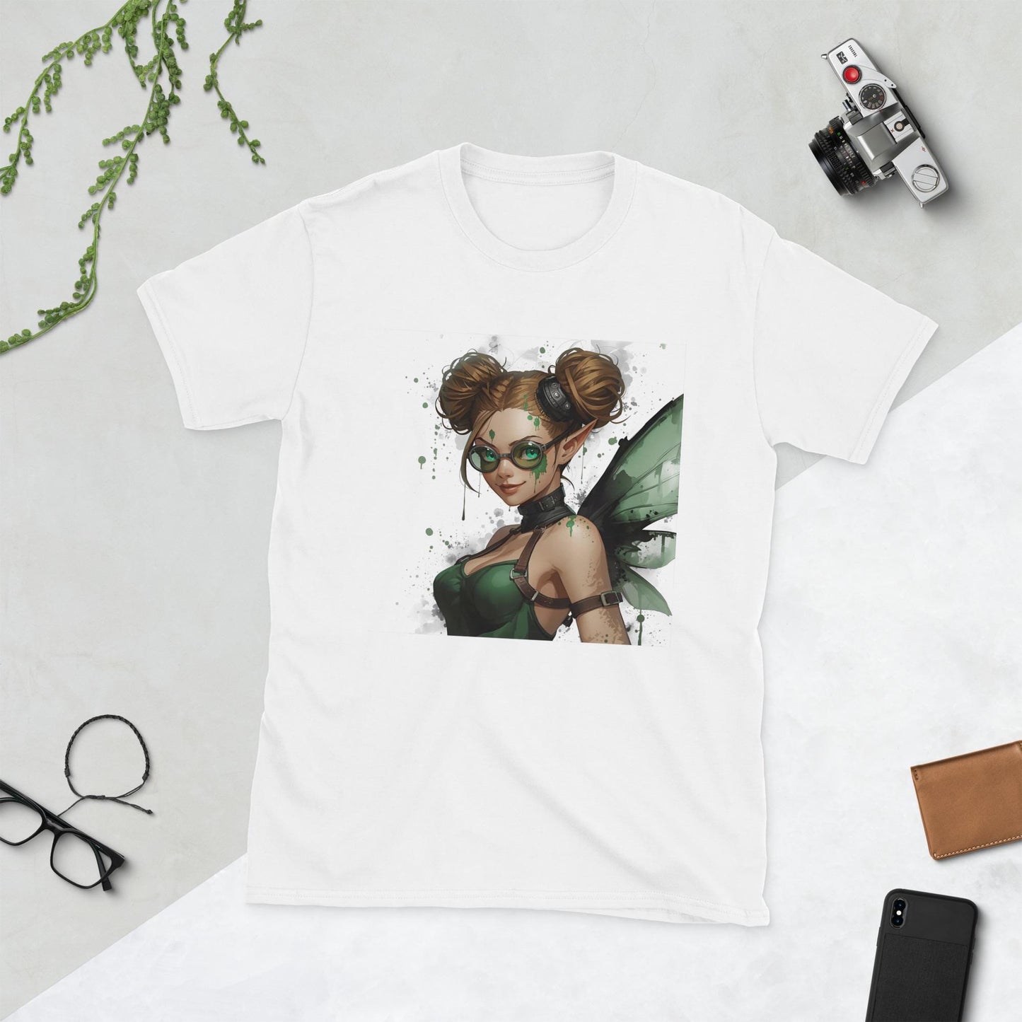 Steampunk Fairy T Shirt | Green Goggles Pixie | Winged Clockwork Art Tee | Fantasy Streetwear Top