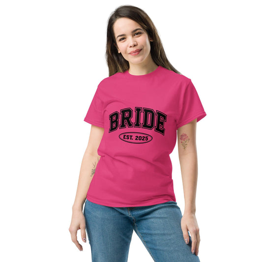 Bride Est. 2025 Varsity T-Shirt, Bride Shirt, Bachelorette Hen Party Tee, Bridal Shower Gift, Wedding Party Top, Personalized Year