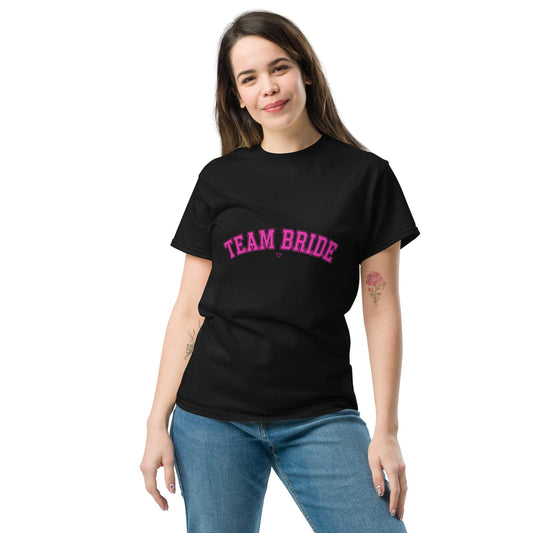 Team Bride Varsity Arch T-Shirt | Bachelorette Hen Party Shirt | Bridal Party Tee | Unisex | White on Black or Black on White | Personalized