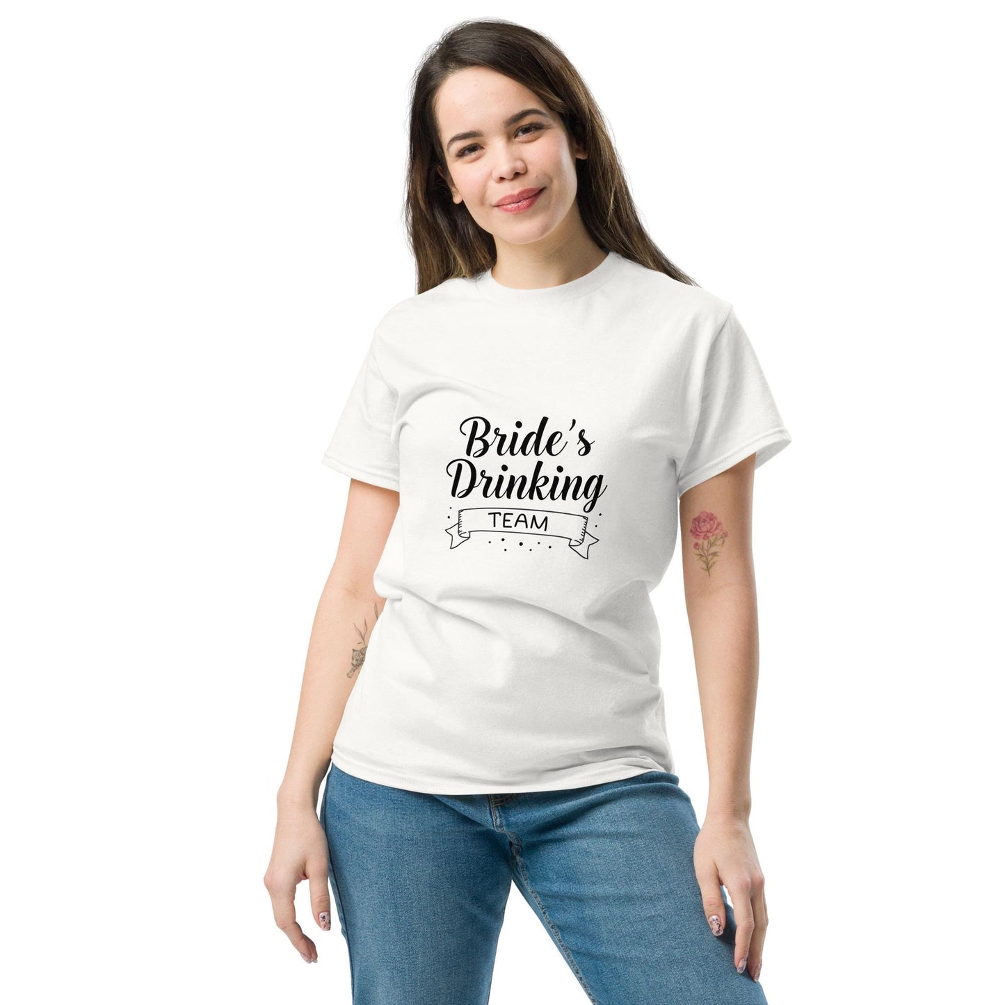 Brides Drinking Team T-Shirt | Bachelorette Hen Party Shirt | Pink, Light Pink, White | Unisex Funny Bridal Party Tee | Matching